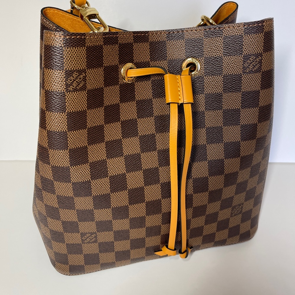 Authentic Louis Vuitton 
Damier Ebene Neonoe MM Saffron